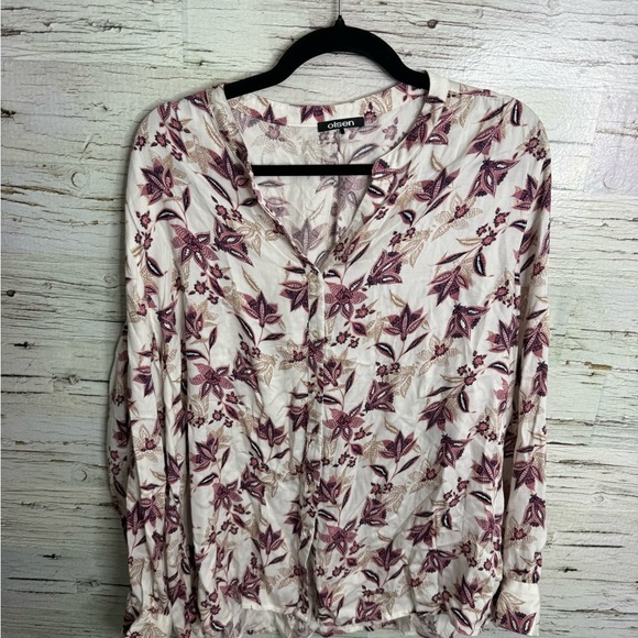 Olsen Women's Floral Blouse - Cream and Purple size 16/xl - Picture 1 of 7